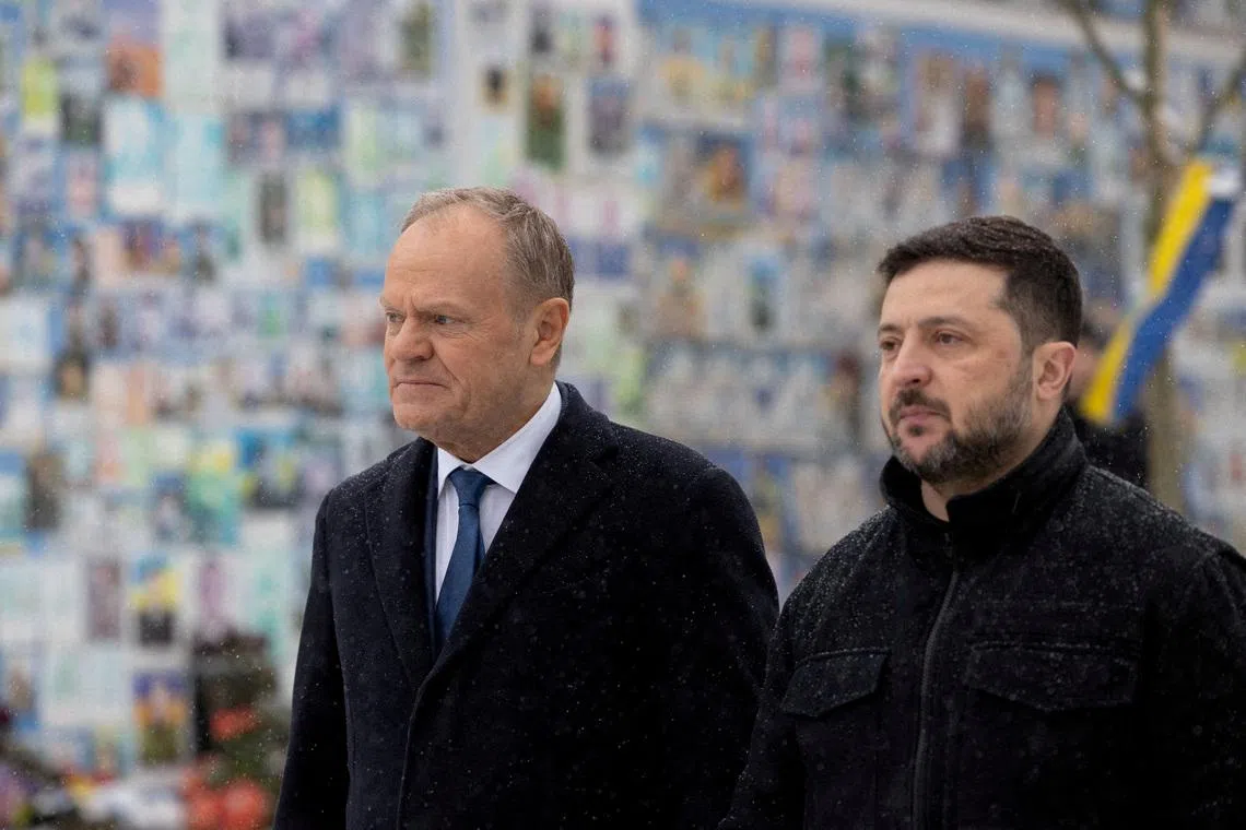 Ukraine's Zelenskiy, Poland's Tusk talk about defence, history