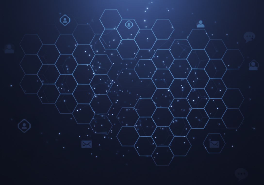 Abstract background with hexagonal pattern and icons