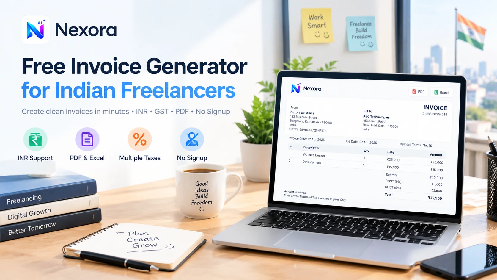 Free Invoice Generator for Indian Freelancers | PDF Invoices
