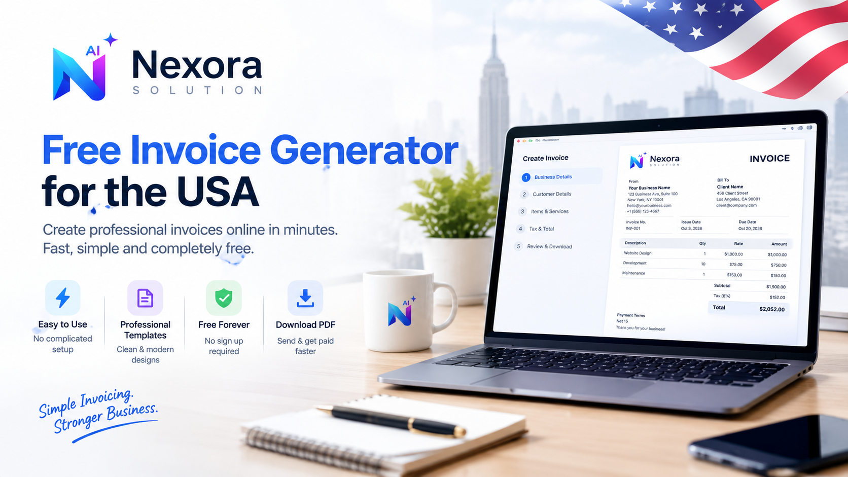 Free Invoice Generator USA | Create Free Invoices Online
