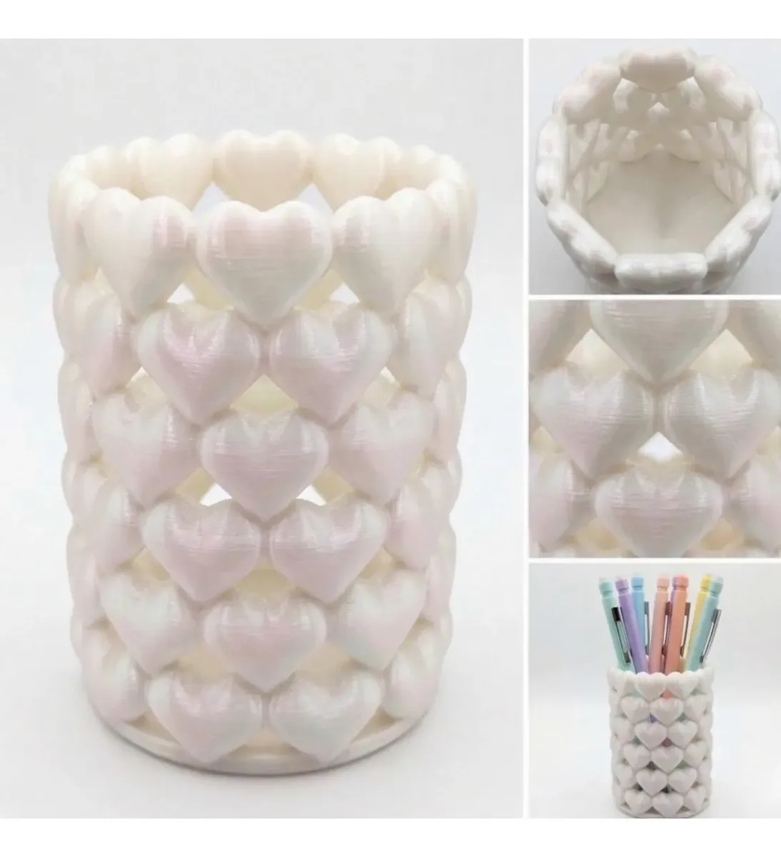Porta Lapiz Pincel E Canetas De Mesa Feminino Modelo Coração - imagem principal do produto