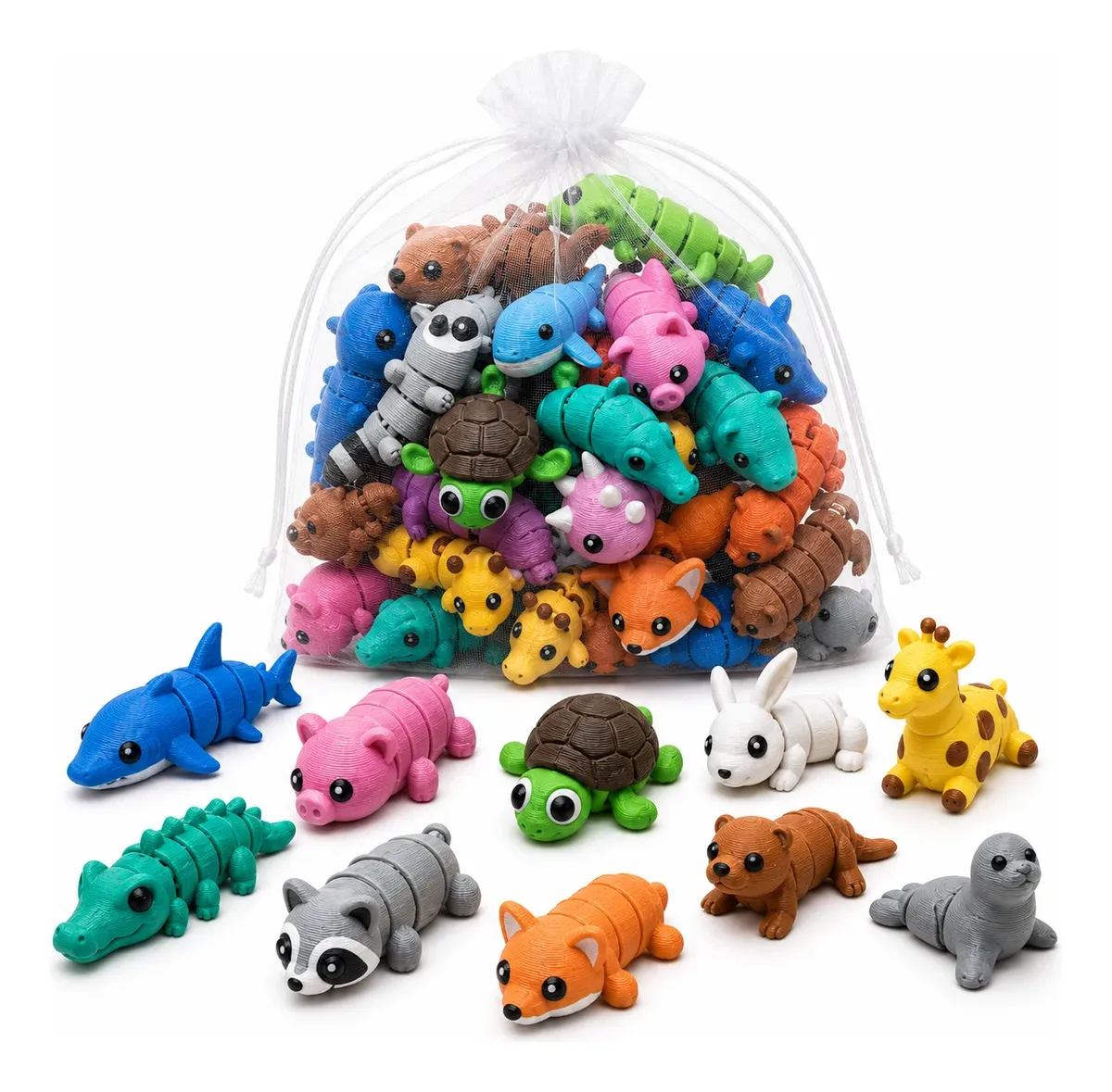 Kit Sortido Mini Animais Articulados Fofos Colorido Nextitos - imagem principal do produto