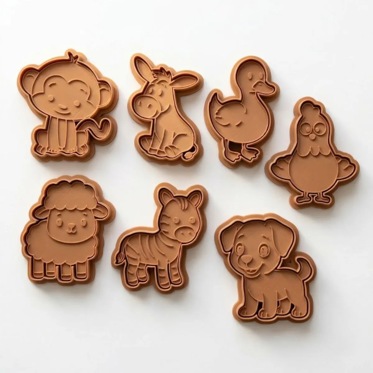 Kit 8 Cortadores Carimbos Biscoito Infantil Animais Fofo - imagem principal do produto