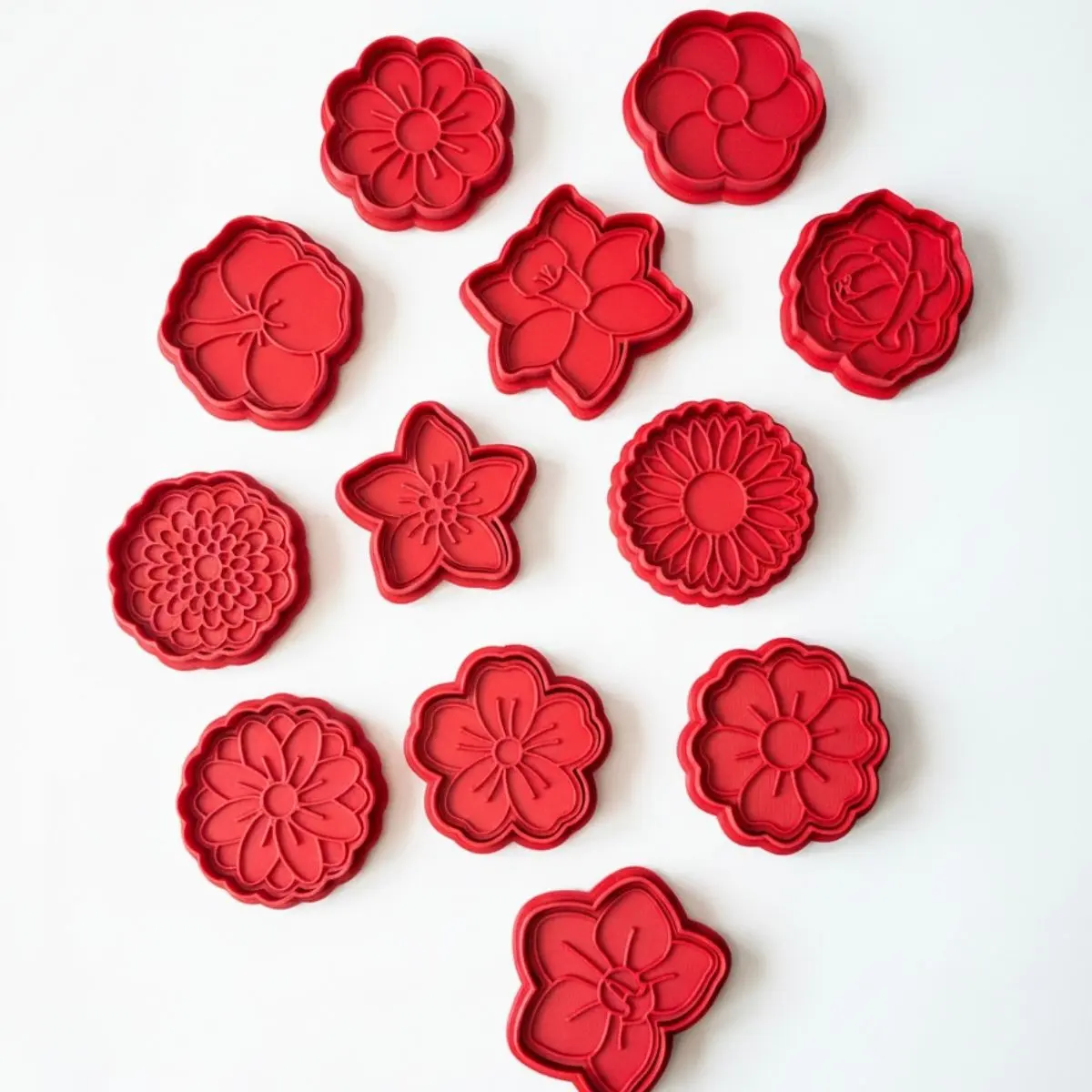 Carimbo E Cortador De Biscoito Flores Decoração Kit 12pç - imagem principal do produto