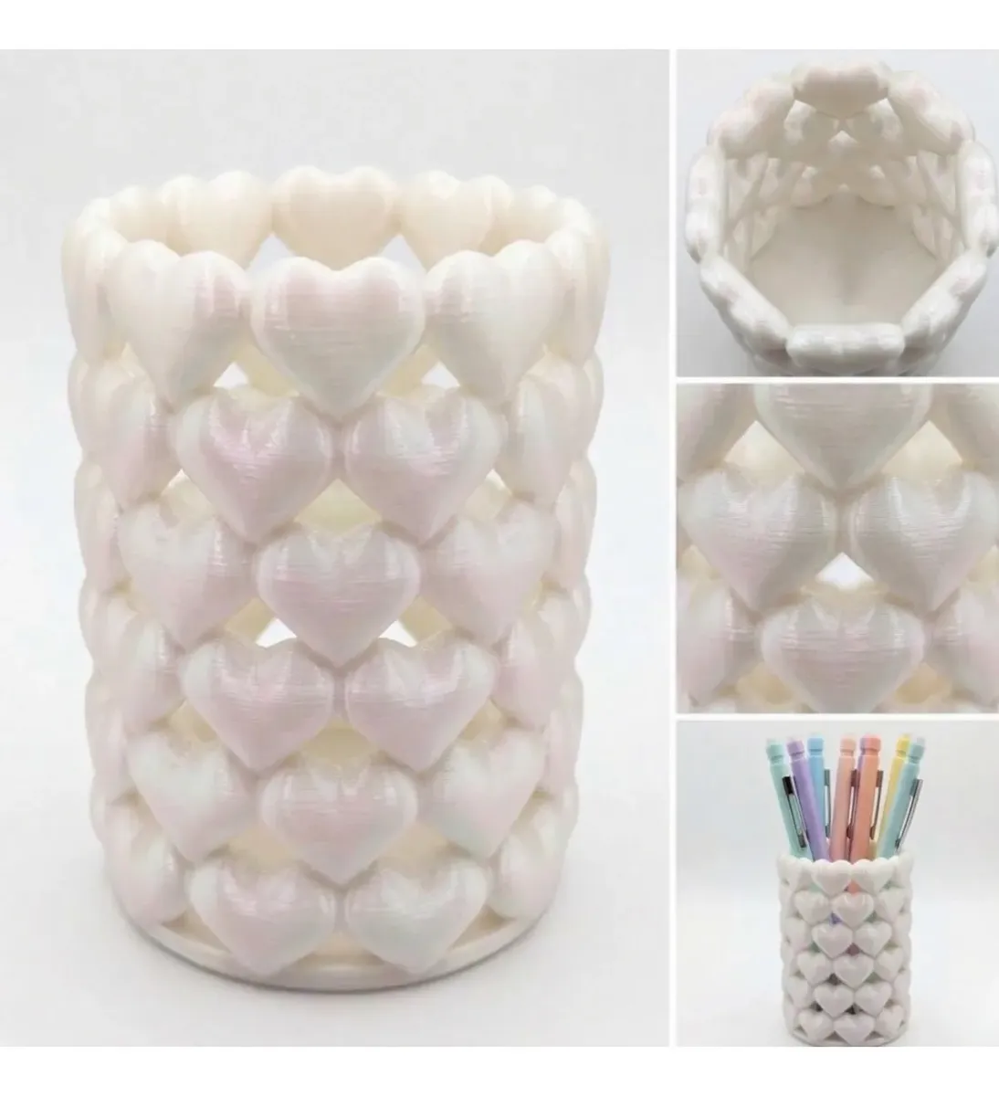Porta Lapiz Pincel E Canetas De Mesa Feminino Modelo Coração - imagem principal do produto