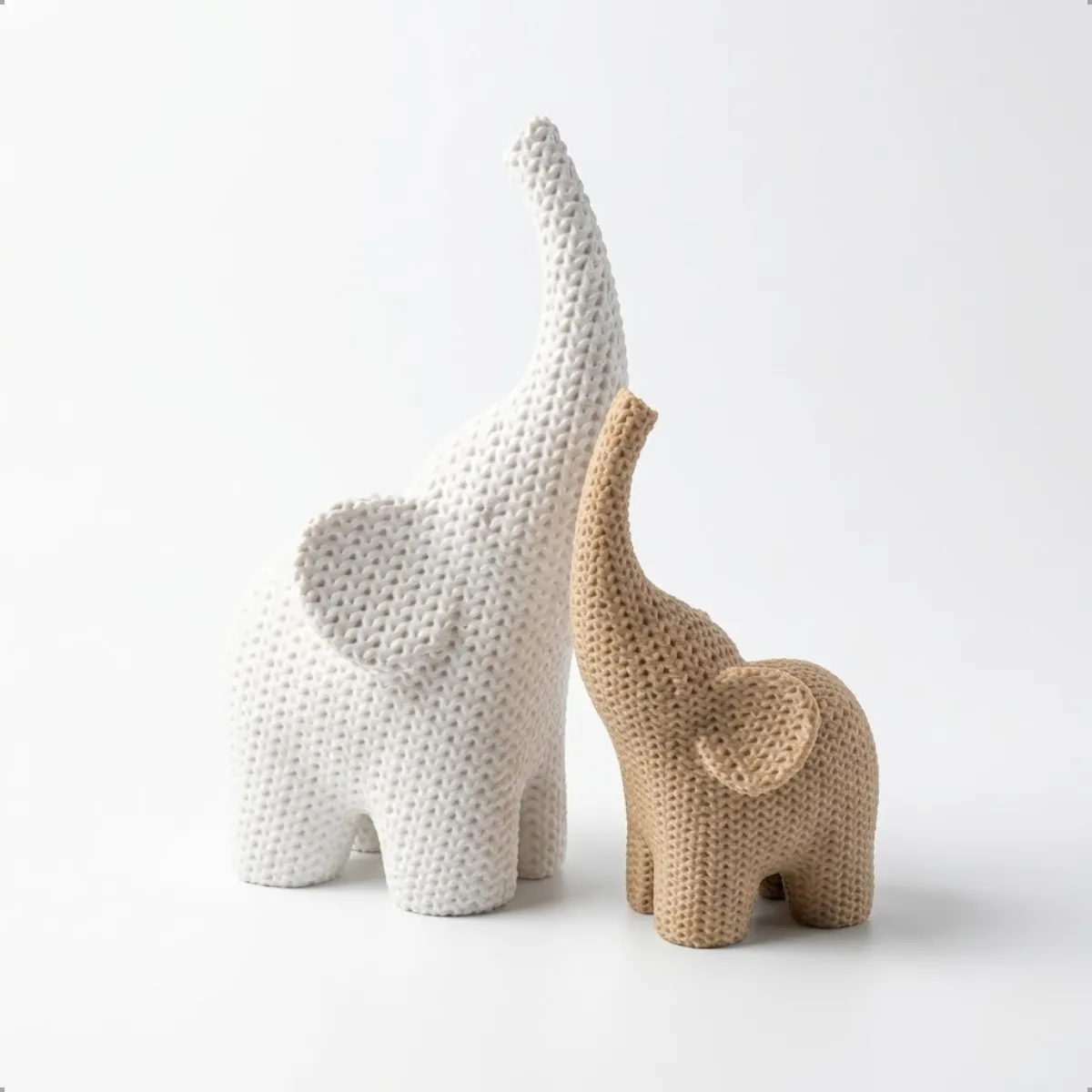 Elefante Decorativo De Mesa Mae E Filho Kit 2 Pc Impresso - imagem principal do produto