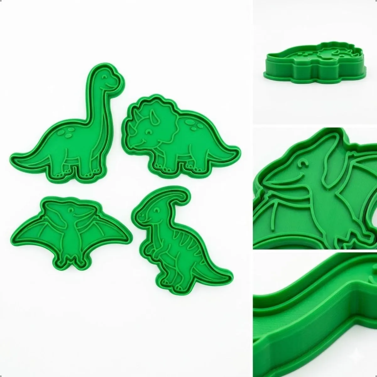 Carimbo Cortador Biscoito Dinossauro Carimbo Confeitaria 4pç - imagem principal do produto