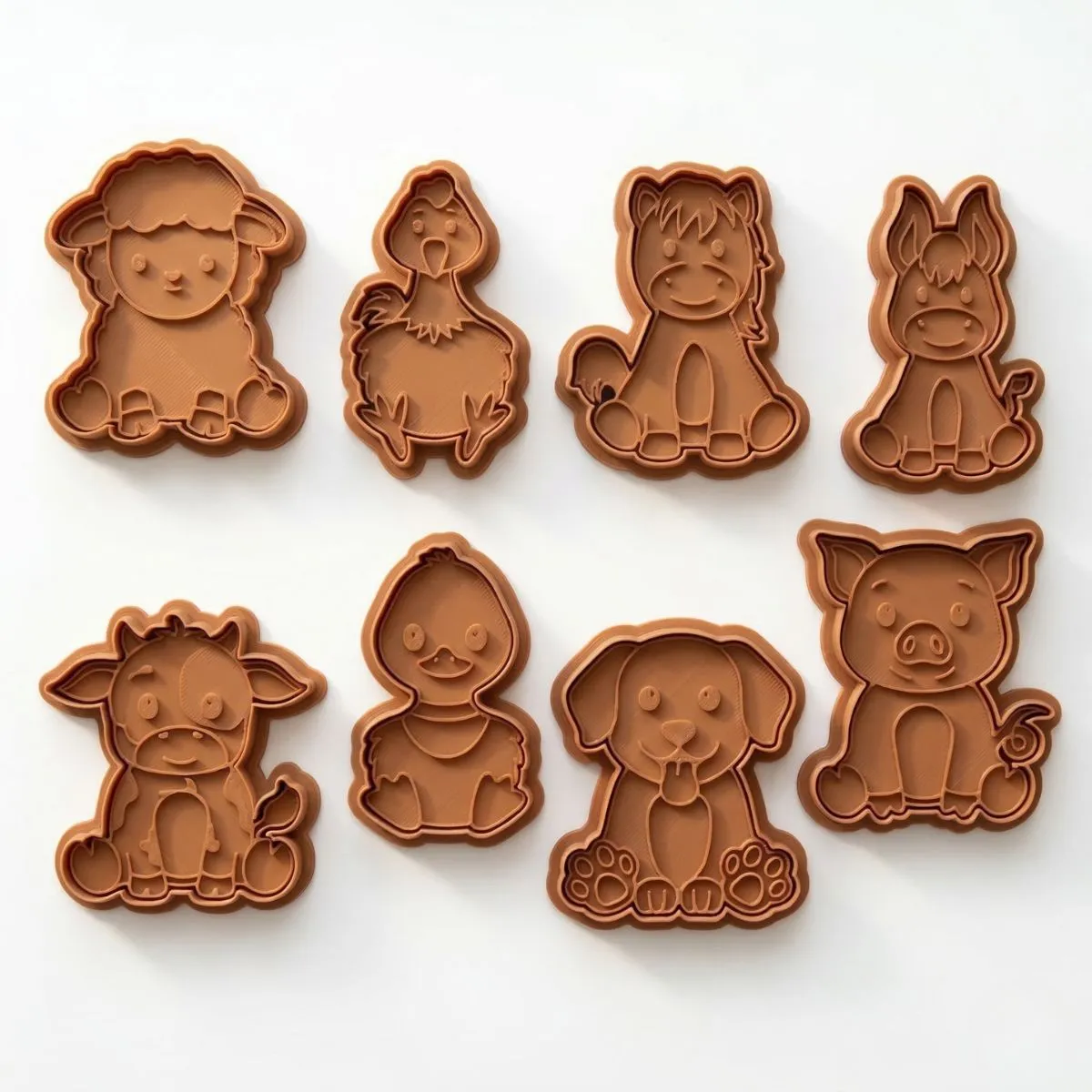 Kit Cortador Biscoito Carimbo Animais Fazendinha 8 Peças - imagem principal do produto