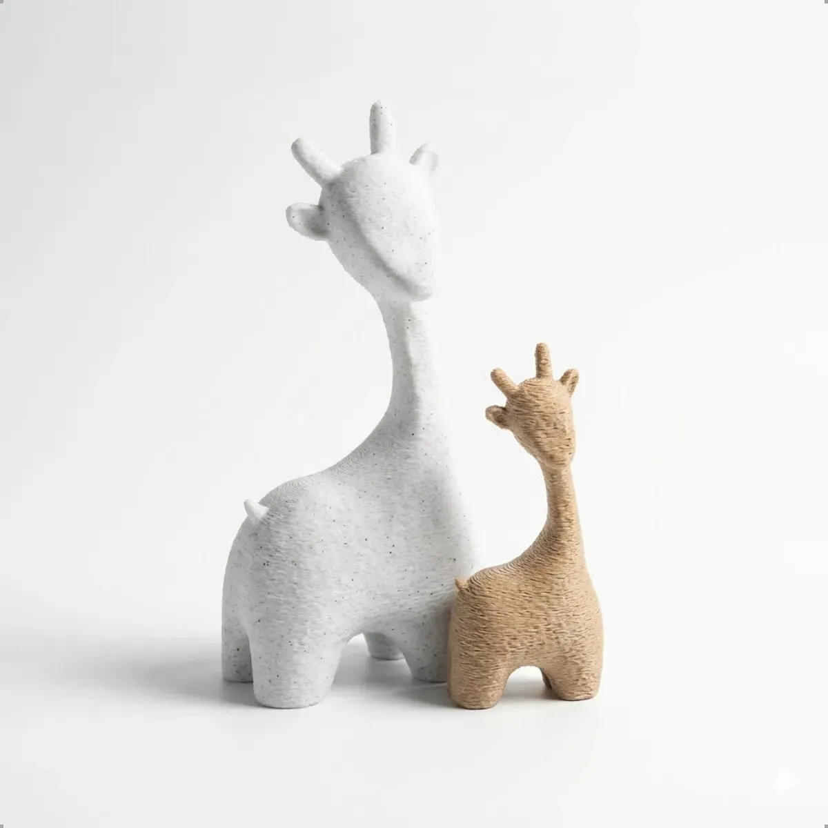 Escultura Girafa Mãe E Filha Em Pla, Kit Com 2 Peças Decorativas Brancas E Beges - imagem principal do produto