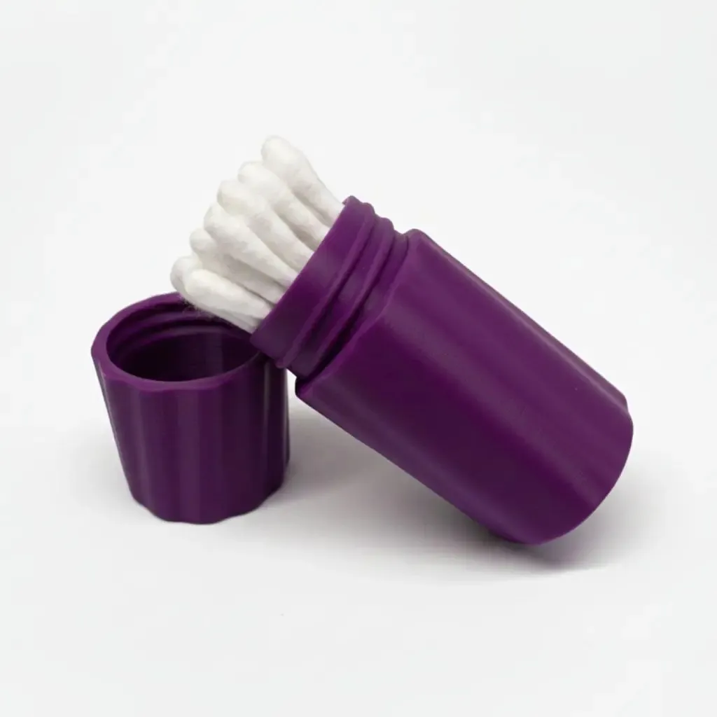 Porta-Cotonete Estojo para Viagem Compacto Roxo de Rosca - imagem principal do produto
