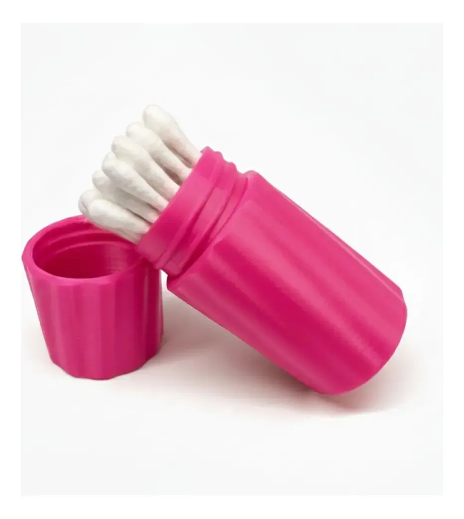 Estojo Cotonetes Para Viagem Compacto Com Rosca Impressão 3d Rosa De Viagem - imagem principal do produto