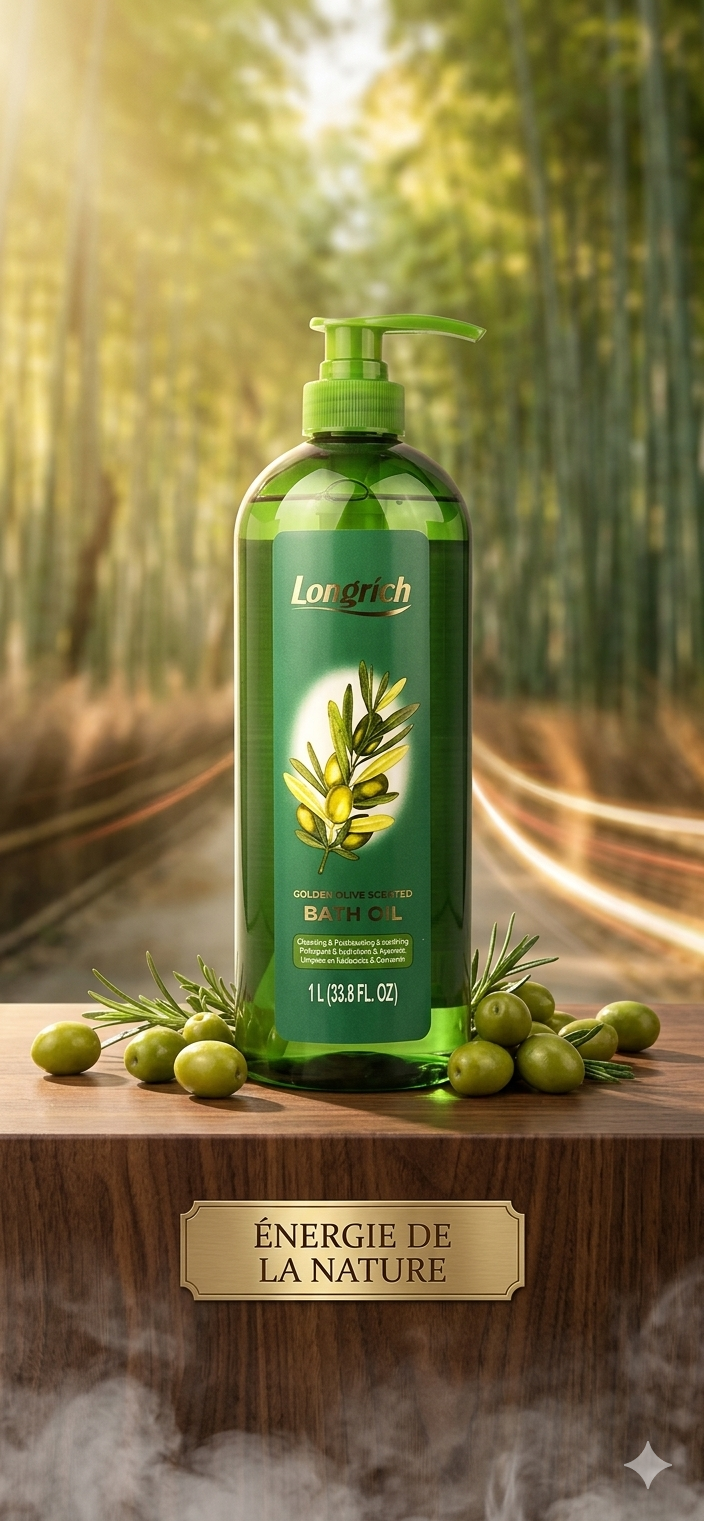 Huile de bain de beauté aux olives dorées Longrich 1l