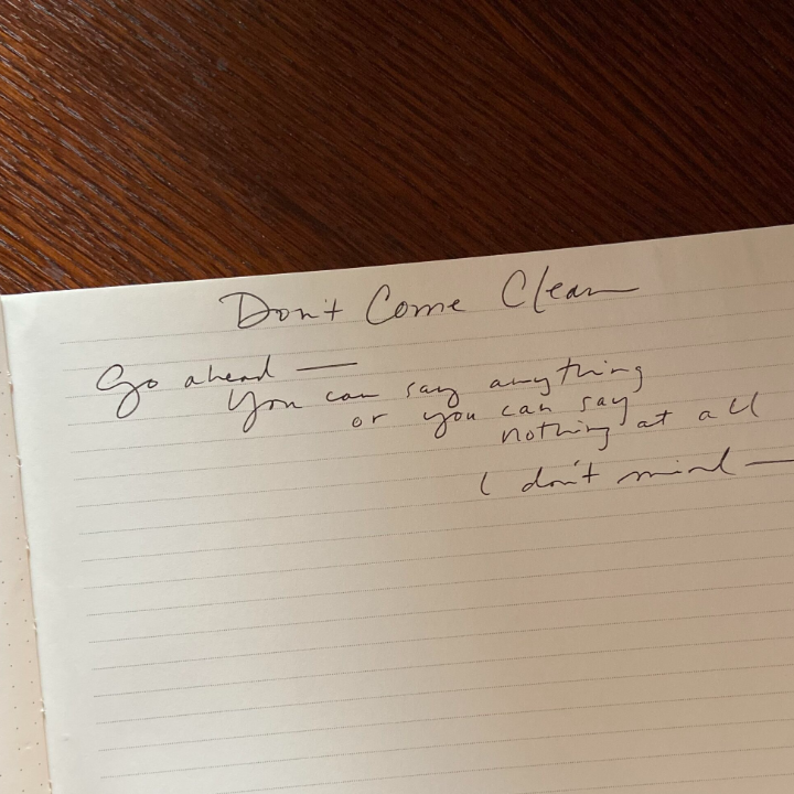 Handwritten Lyric Sheet