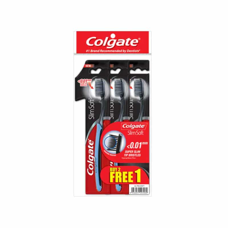 Colgate Slim Soft Charcoal Toothbrush 3's (Polybag)