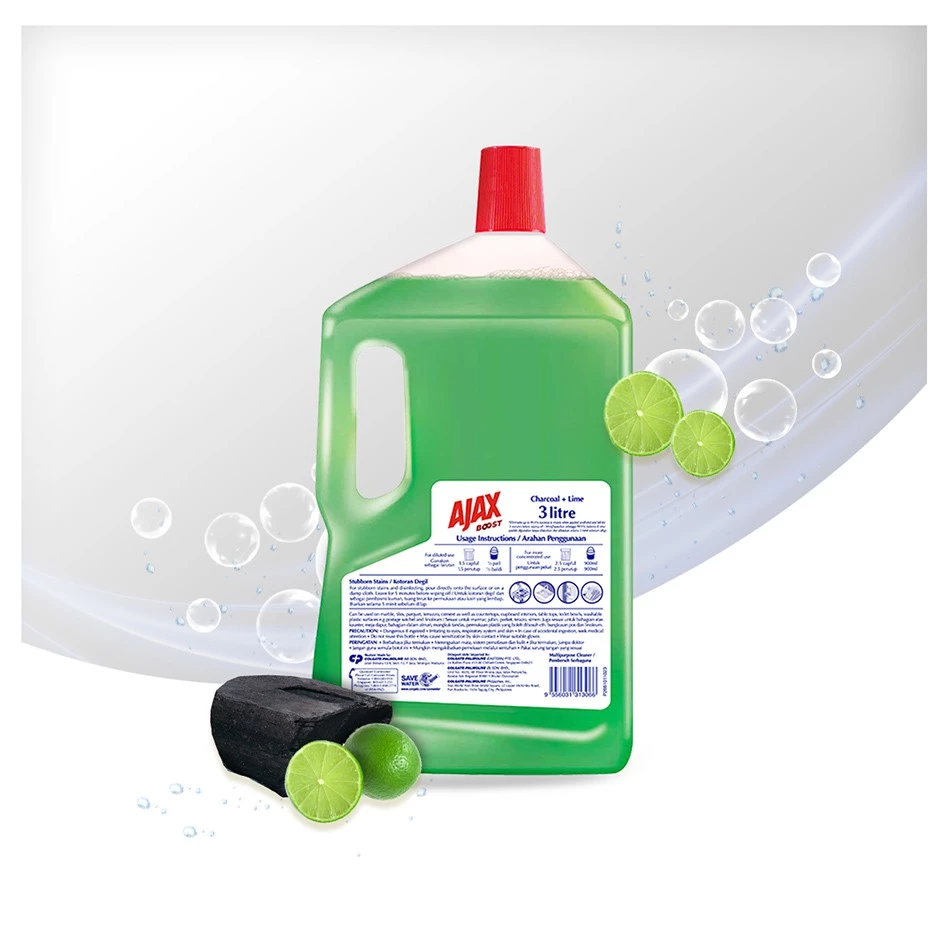 Ajax Boost Charcoal & Lime 3L (Carton of 4) photo 2