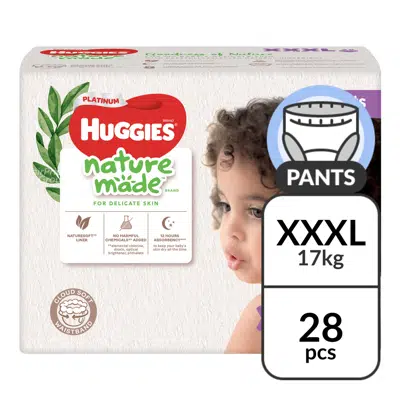 Huggies Platinum Naturemade Diaper Pants - XXXL 28's (Carton of 4)