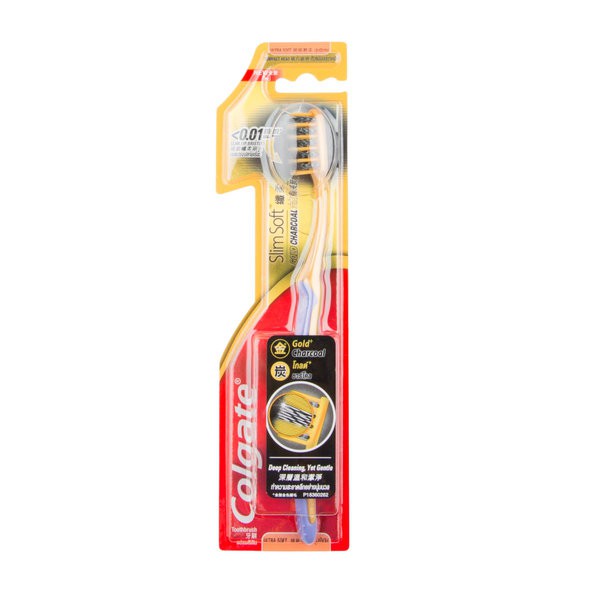 Colgate Slim Soft Charcoal Gold CHX Toothbrush 1's