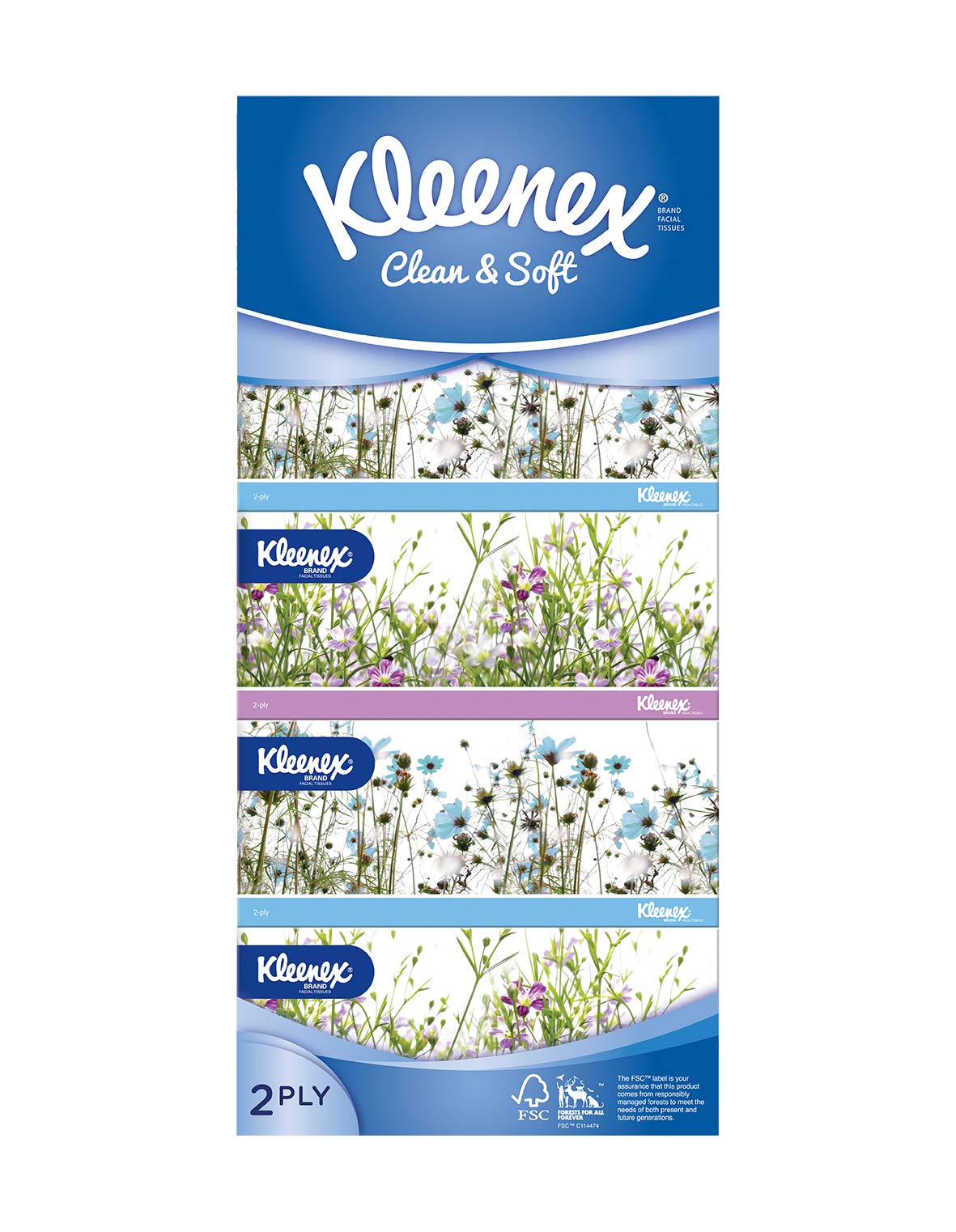 Kleenex 2 Ply Facial Tissue 150's - Garden (Carton of 10)