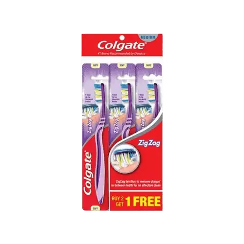 Colgate Zig Zag Toothbrush (Medium) 3's (Polybag)
