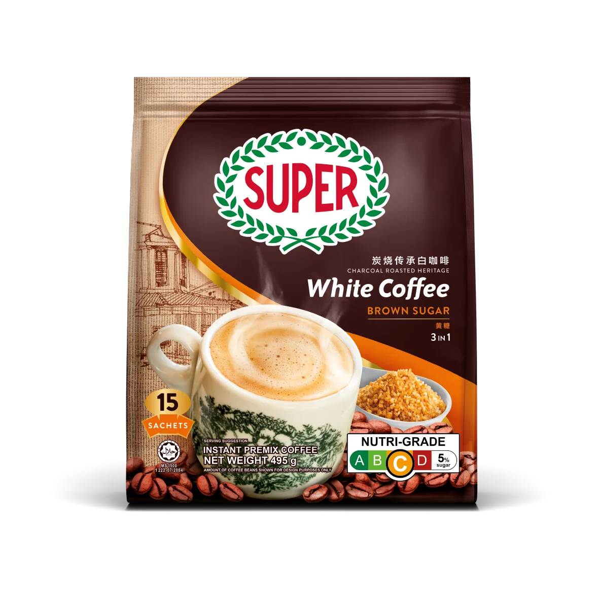 Super Charcoal Roasted White Coffee Brown Sugar (21gx15s) (Carton of 20)