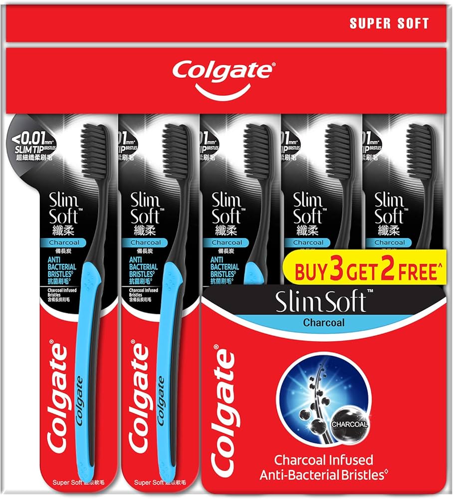 Colgate Slim Soft Charcoal Toothbrush 5's (Polybag)