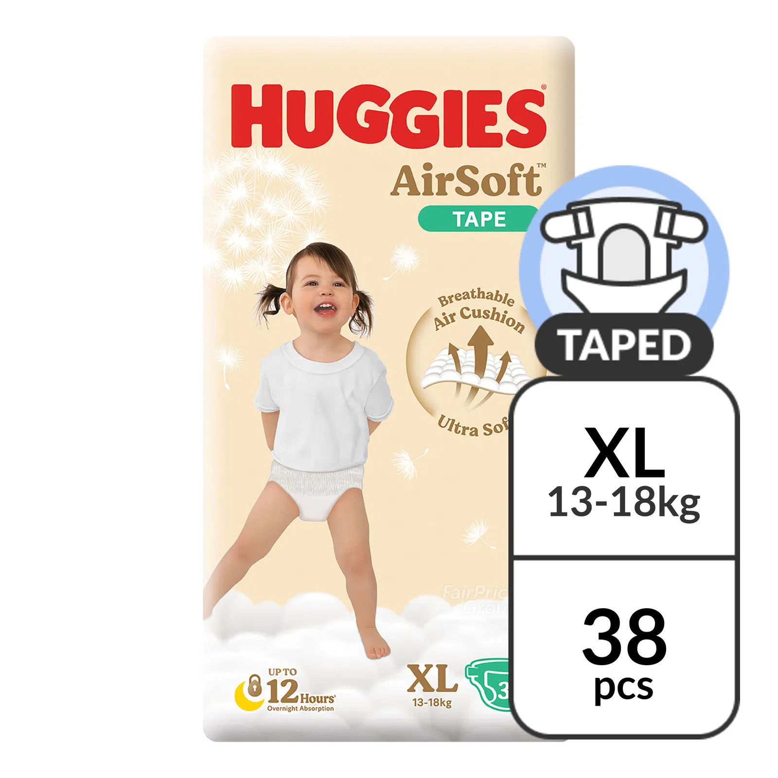 Huggies AirSoft Tape Diapers - XL (Carton of 3)