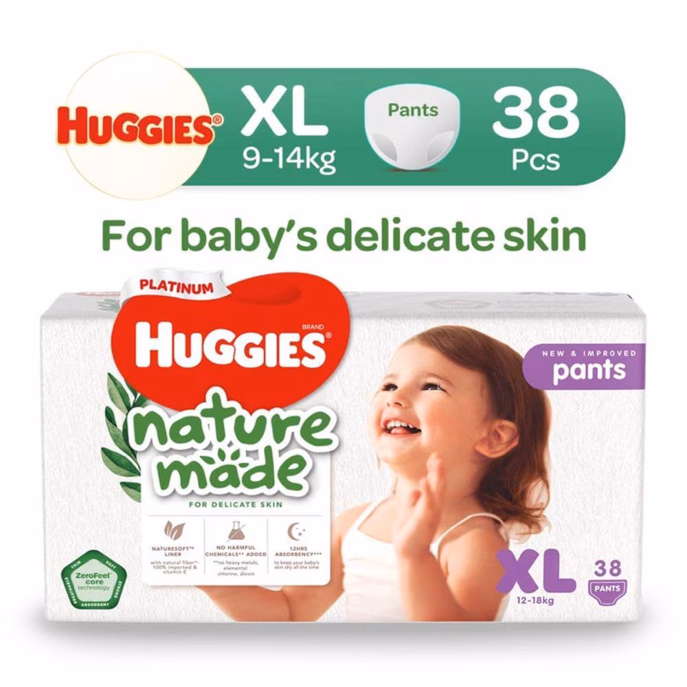 Huggies Platinum Naturemade Diaper Pants - XL 38's (Carton of 3)