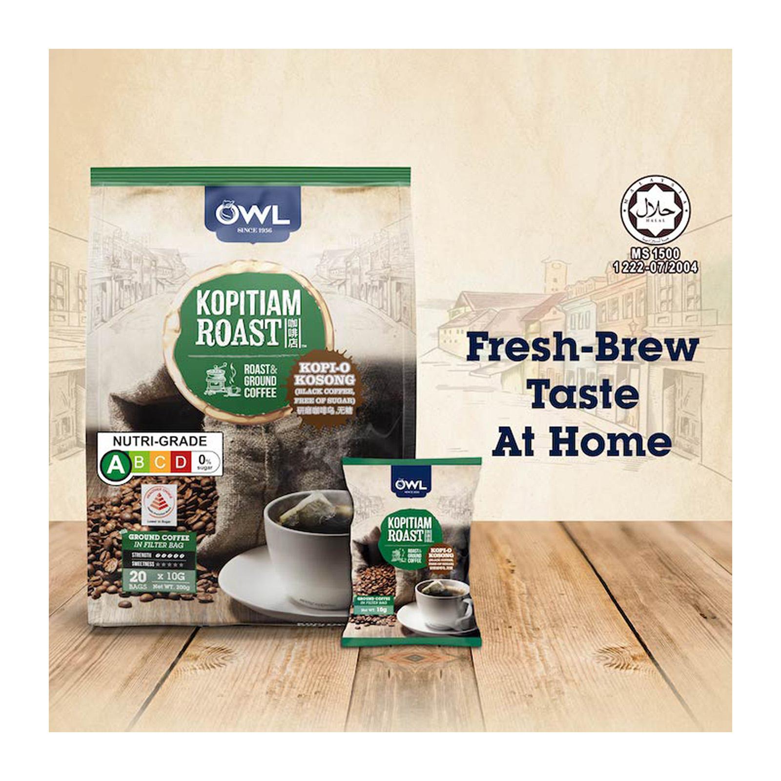 OWL Kopitiam Roast & Ground - Kopi O Kosong (10gx20s) (Carton of 24)