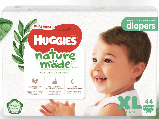 Huggies Platinum Naturemade Diapers - XL 44's (Carton of 3)