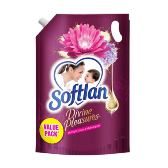 Softlan Divine Pleasures Midnight Lotus Refill Fabric Softener 1.5L (Carton of 8)