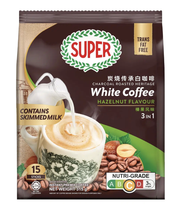 Super Charcoal Roasted White Coffee Hazelnut (21gx15s) (Carton of 20)