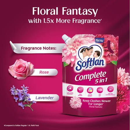 Softlan Complete 5in1 Floral Fantasy Refill Fabric Softener 1.3L (Carton of 8)