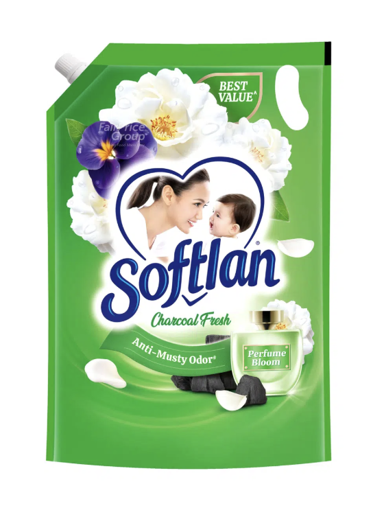 Softlan Charcoal Fresh Refill Fabric Softener 1.6L (Carton of 8)