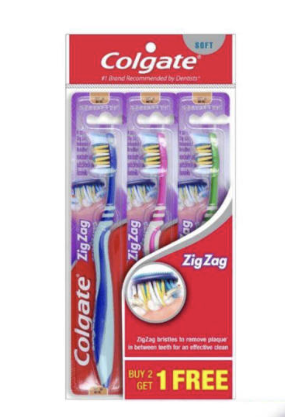 Colgate Zig Zag Toothbrush (Soft) 3's (Polybag)