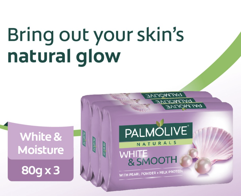 Palmolive Bar Soap White & Smooth (Pearl & Milk) 3x80g