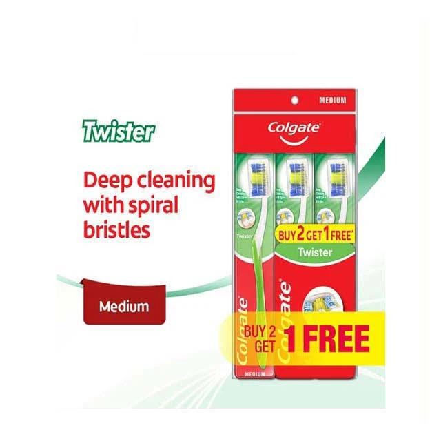Colgate Twister Toothbrush 3's - Medium (Polybag)