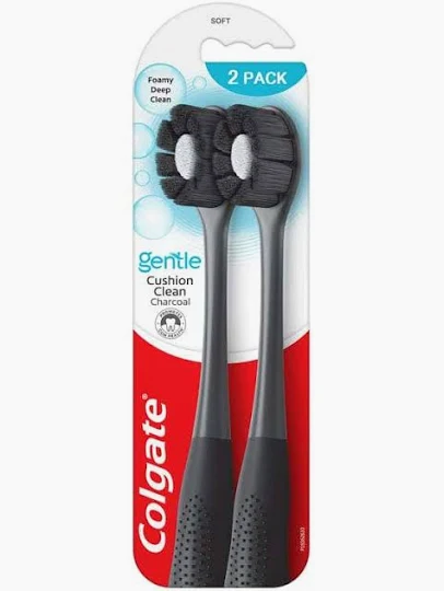 Colgate Cushion Clean Charcoal Toothbrush 2's