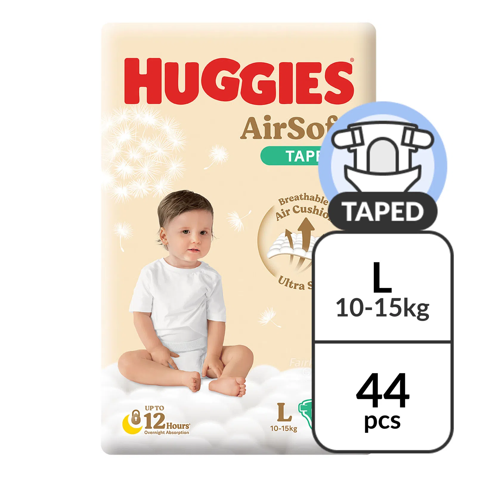 Huggies AirSoft Tape Diapers - L (Carton of 3)