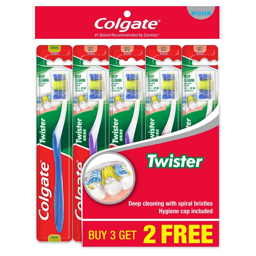Colgate Twister Medium Toothbrush 5's (Polybag)