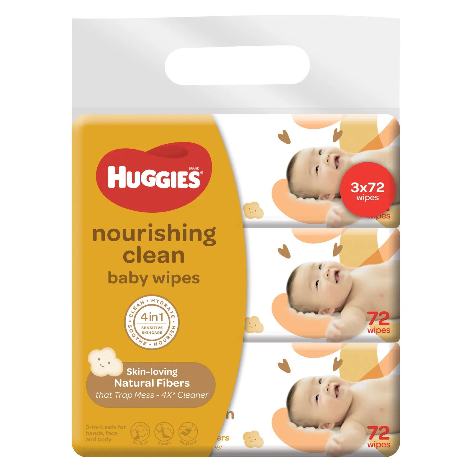 Huggies Nourishing Clean Wipes 3x72's (Carton of 6)