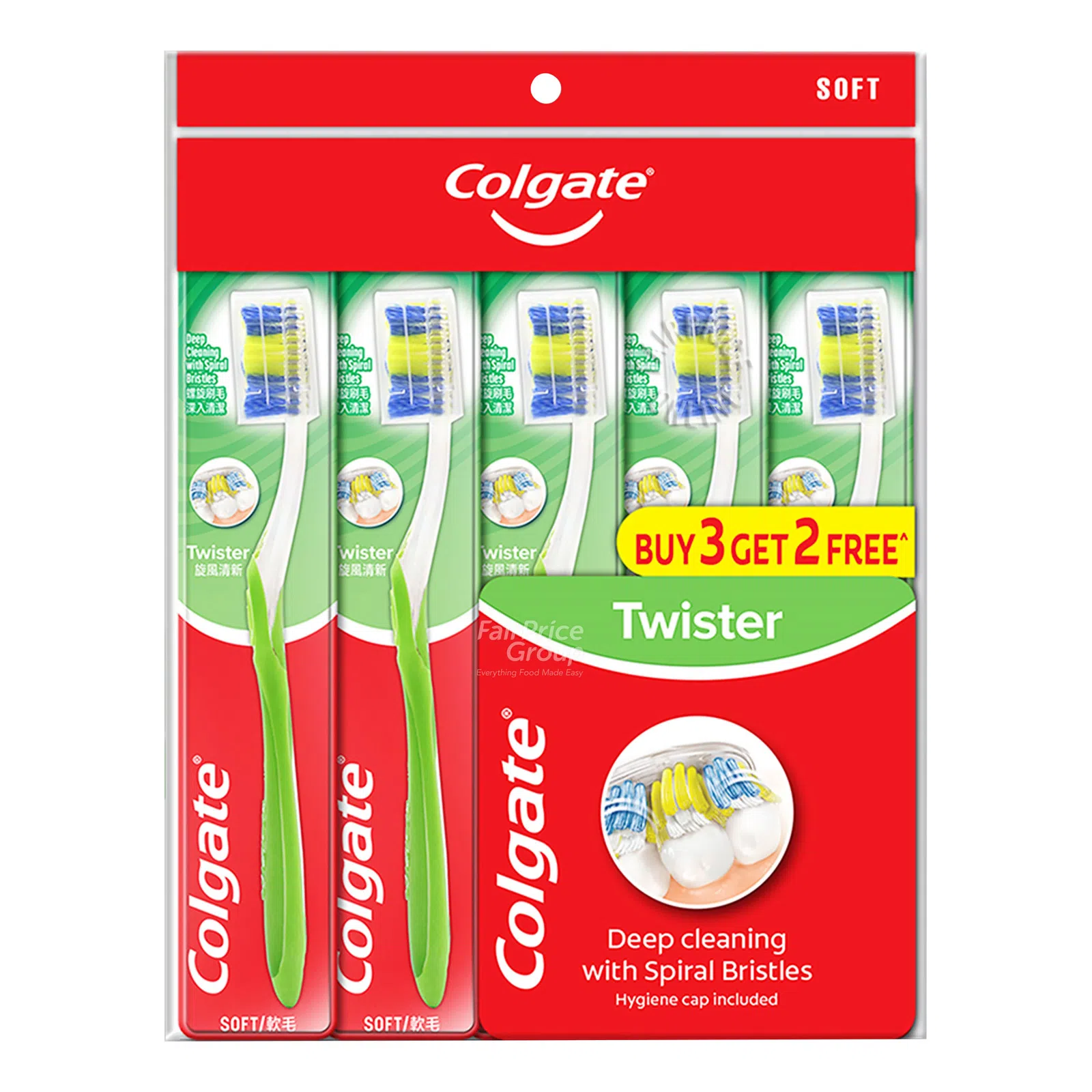 Colgate Twister Soft Toothbrush 5's (Polybag)