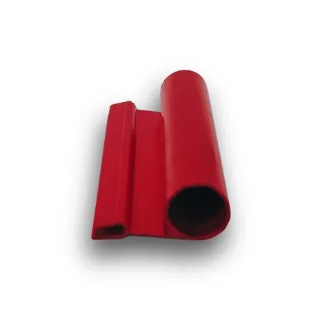 Assorted rigid PVC extruded profiles (red), clean studio shot