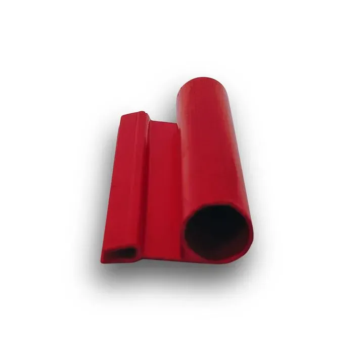 Assorted rigid PVC extruded profiles (red), clean studio shot