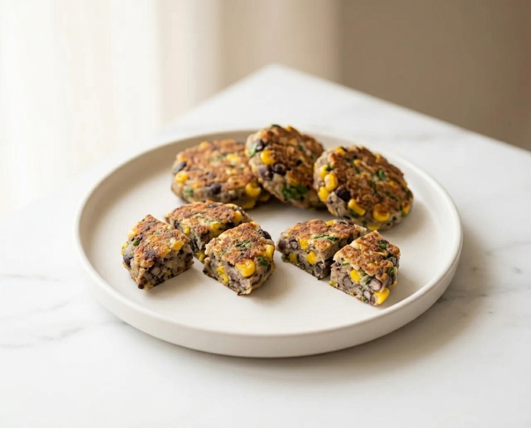Soft Black Bean and Corn Fritters