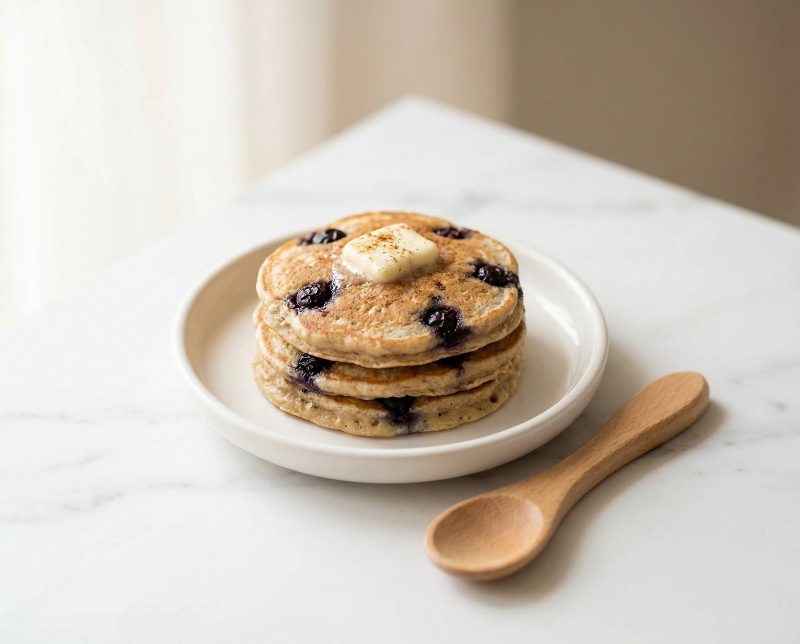 Fluffy Blueberry Oat Pancakes