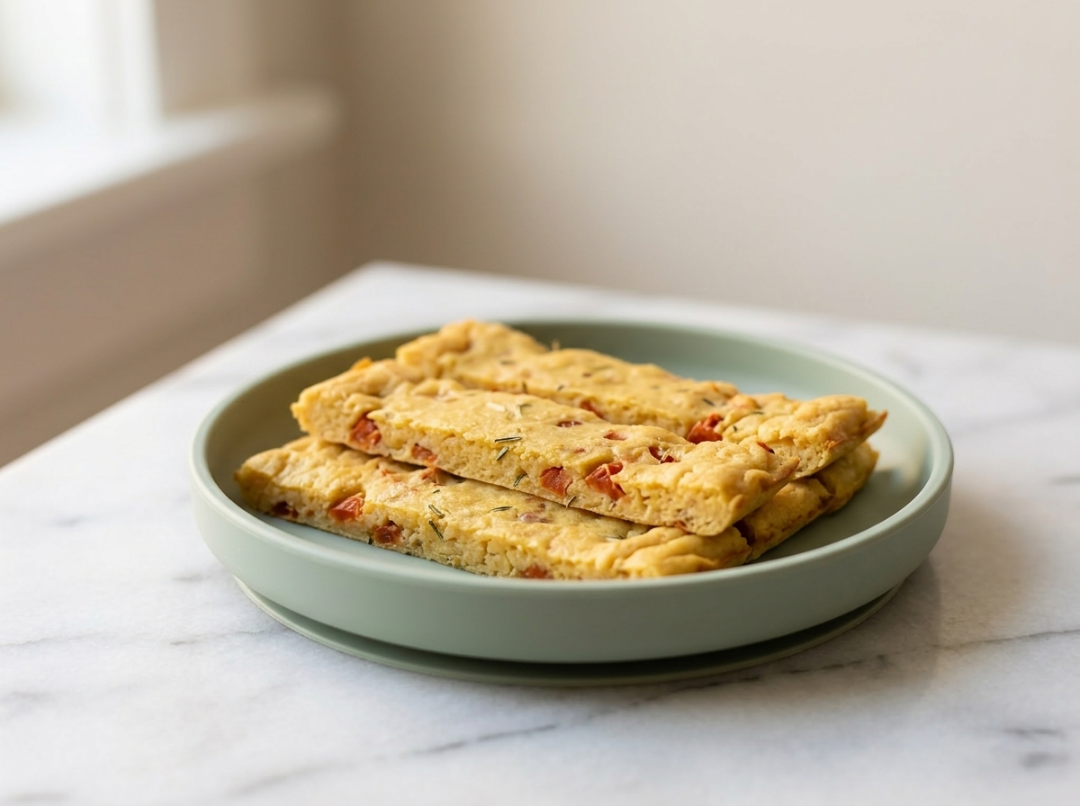 Soft Chickpea Farinata Strips with Tomato