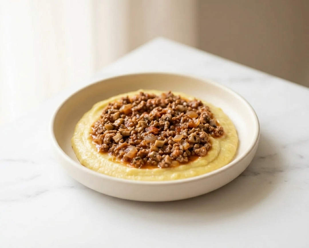 Creamy Polenta with Beef and Mushroom Ragù