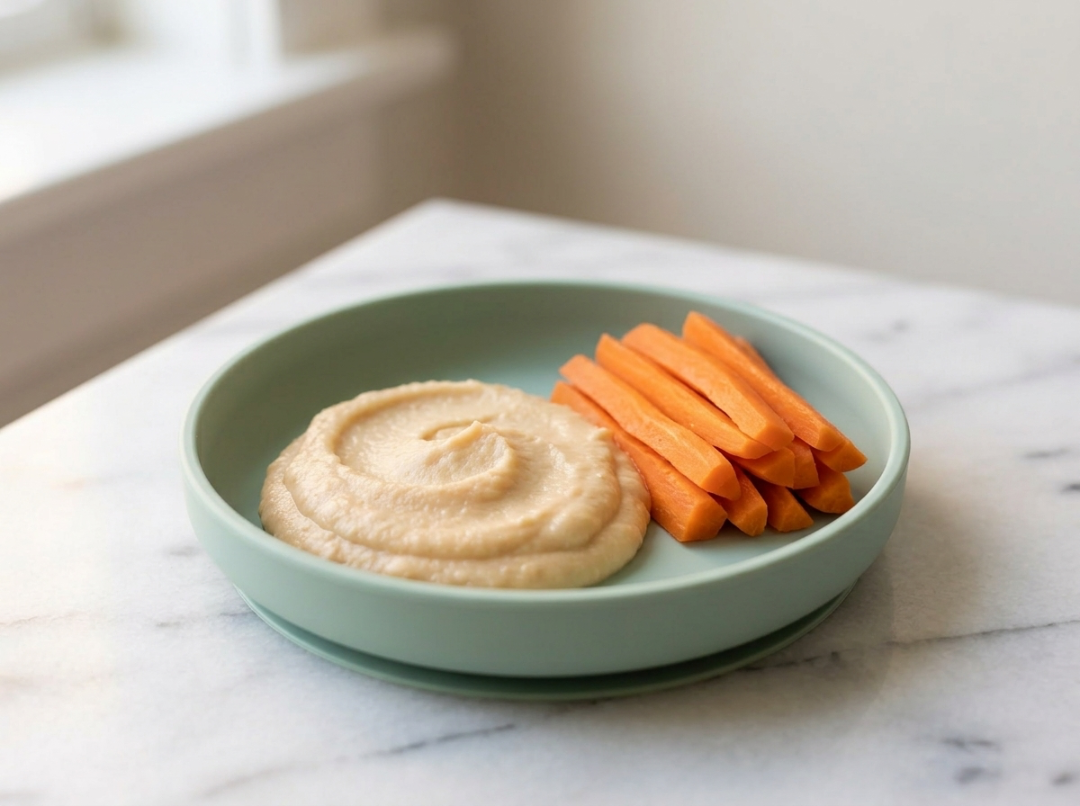 Silky White Bean and Roasted Pepper Dip with Soft Carrot Sticks