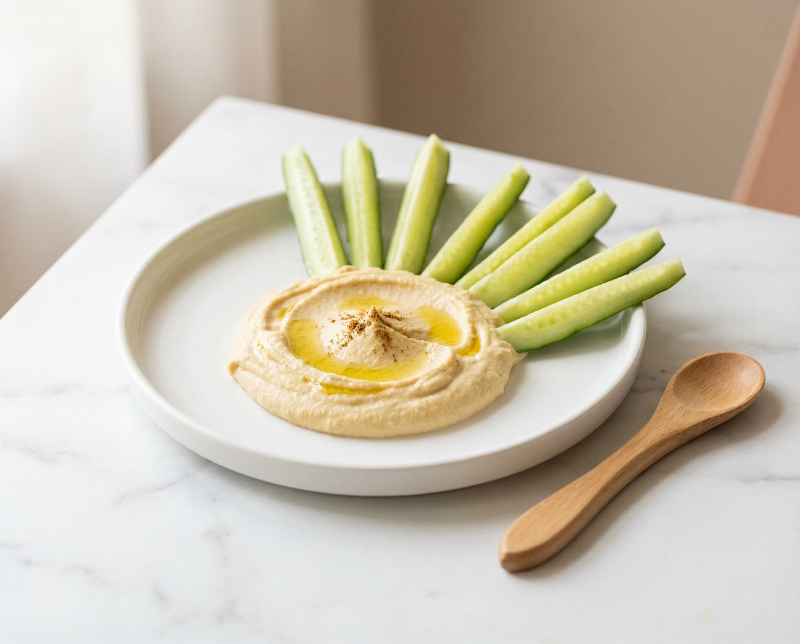 Refreshing Cucumber & Hummus Plate