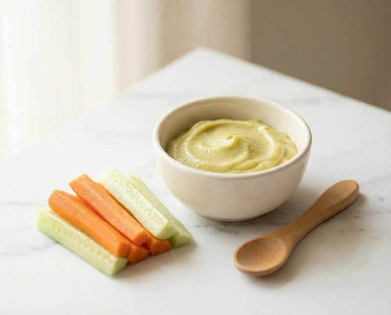 Homemade Hummus with Soft Veggie Dippers